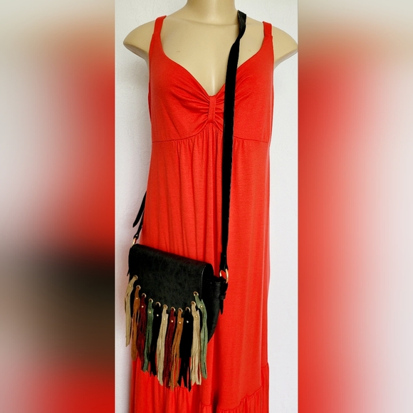 $128 Dolce Vita  Western Crossbody Genuine Leather Fringe Multicolor 10"×9"×3.5" - Picture 10 of 16